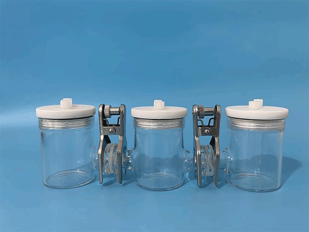 Triple H-Type Sealed Electrolytic Cell, Changeable Membrane, Equivalent Volume Electrolytic Tank, Three Electrode System(3 Electrodes Holes) Electrolytic Cell (50-50-50ml)