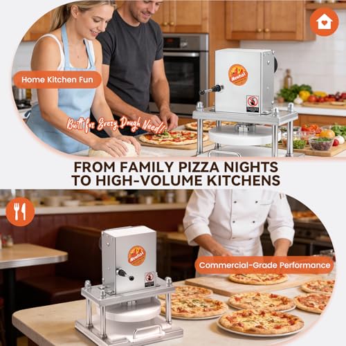 Newhai 8.6” Electric Pizza Dough Press Machine Commercial Dough Roller Sheeter Stainless Steel Pastry Bread Press Forming Processor for Bakery Home Restaurant Use — view 6