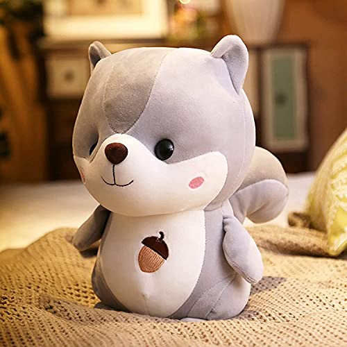 Image of Chubby Grey Squirrel Soft Toy, Cute Chipmunk Plush Teddy Stuffed Animal for Girls, Boys Kids, Birthday Gift, Nursery, Room Decor - 25 cm