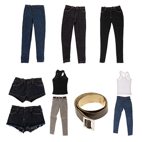 Bianca Vest + Blu Pantaloni Jeans per 1/6 ° Uomo