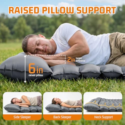 Image of Double Sleeping Pad for Camping, 2 Person Inflatable Mat