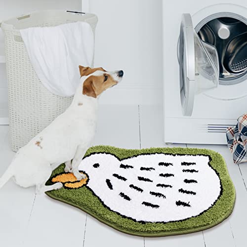 Truedays Bathroom Rugs Cute Absorbent Bath Mat Non Slip Bath Rug Fun Animal Shaped Shaggy Shower Rugs Washable,Green&White Duck #TOP4