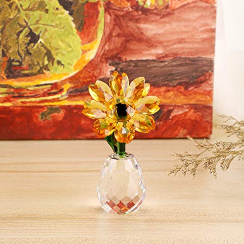 Ownmy Crystal Sunflower Glass Figurine Ornament Paperweight Table Decoration With Gift Box, Crystal Glass Bouquet Flower Centerpieces For Home Decor #TOP1