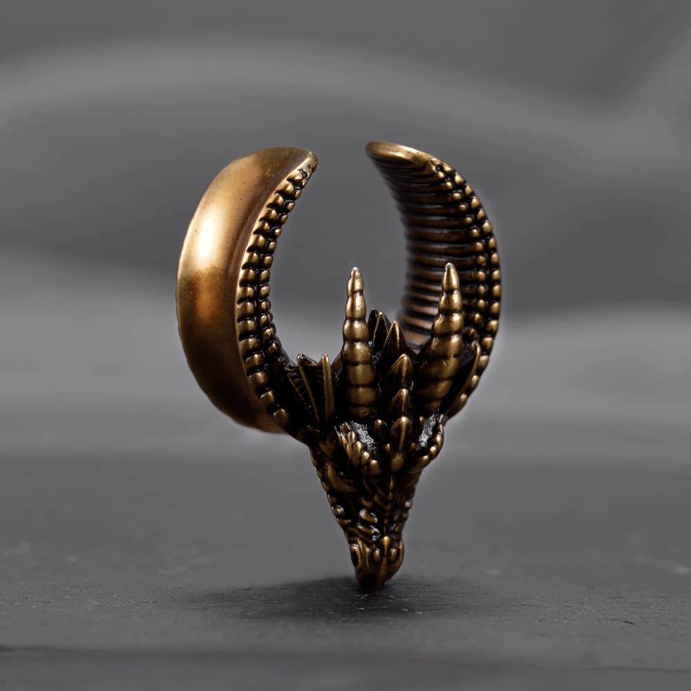 ERKUOO 2 szt. otwór siodło tunel do uszu czaszka rogi zatyczka do uszu mierniki do uszu piercing ekspander szpilki rozciągacze moda piercing ciała biżuteria kolczyki prezent 8 mm-25 mm