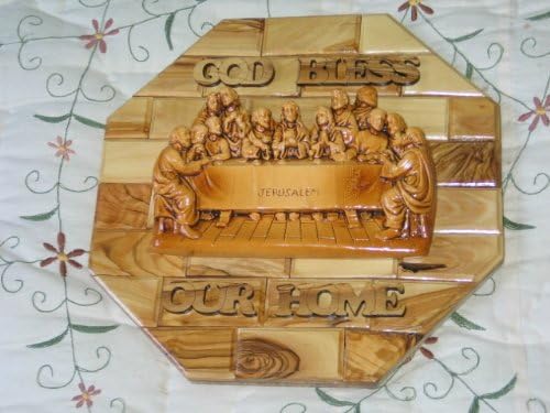 odeh woodshope The Last Supper Jerusalem Wall Decor Plaque Olive Wood Bethlehem