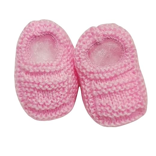 Sapatinho de Bebê de Tricô Rosa - Recém Nascido - RN - 0 a 3 meses