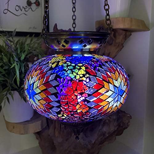 Moroccan Turkish Mosaic Hanging Lamp Hanging Candle Holder Lamp Table Or Desk Lamp Lamps Bronze Effect Handmade Unique Crushed Glass Tiffany Style Turkish Moroccan Lamp Multi Coloured