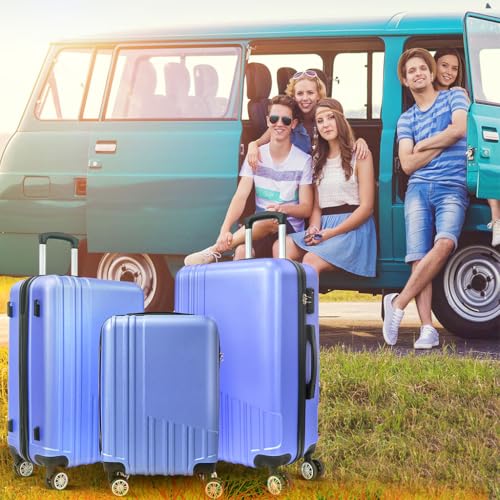 Modern Lightweight Suitcase, Hard Shell 3 Piece Luggage with Hooks and Spinner Wheels ABS Lightweights Checked with Password Lock and Telescopic Rod for Business Travel Domestic Foreign Travel2