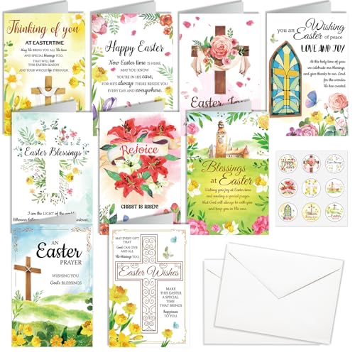 HOWAF 18pcs Easter Greeting Cards He Is Risen Card, Easter