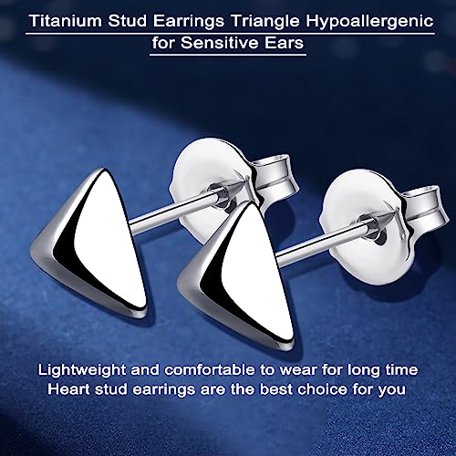 Vgaceti Triangle Stud Earrings Titanium Earrings, Hypoallergenic For Sensitive Ears Women Girls Men, Premium High Polished (Large Shiny Grey) #TOP5