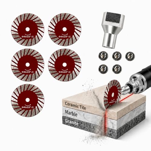 1.57' Professional Mini Diamond Saw Blades Set,Precision Cutting Disc for Angle Grinder Stone Concrete Tile Marble Granite Masonry Rock Porcelain Dry Wet Carving Engraving (5, 40mm)