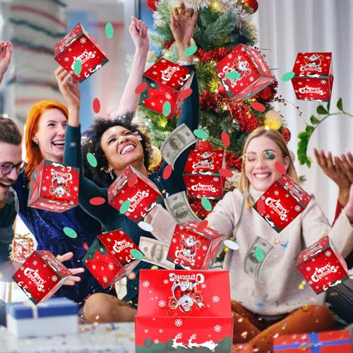 BABORUI Christmas Surprise Gift Box Explosion for Money, Christmas Explosion Gift Box with Confetti, Seeroze Surprise Money Box for Cash Gift Christmas (Green Snowman) by BABORUI - Image 2