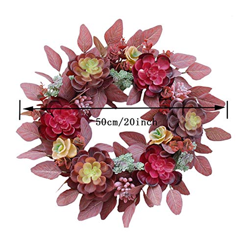Couronne de Noël pour mur et fenêtre au design d'eucalyptus et feuilles rouges