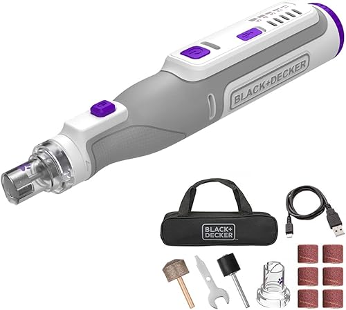 beyond by BLACK+DECKER BCRT8KPTAPB 8V MAX inalámbrico recargable para mascotas recortadora de uñas y herramienta rotativa gris