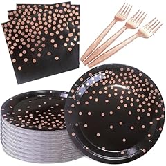 Black Rose Gold Dot Paper Plate