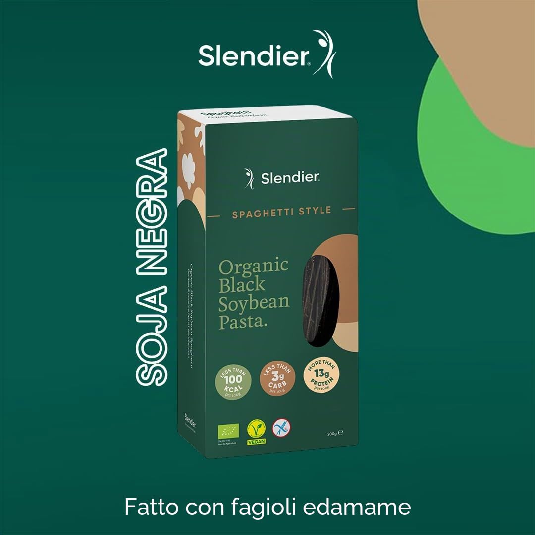 Slendier - Spaghetti di soia biologici | Spaghetti di soia ad alto contenuto proteico | Adatto a cheto e vegani | Senza glutine e grassi | Pasto sano e veloce | Confezione da 6