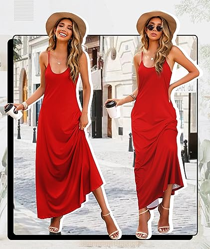Wolddress Womens 2025 Casual Sleeveless Sundress Plus Size Loose Plain Long Summer Beach Maxi Dress with Pockets S-5X - Image 5