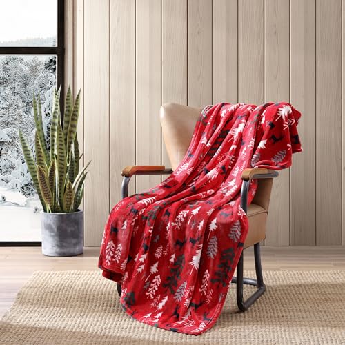 Image of Eddie Bauer - Throw Blanket, Ultra-Soft & Reversible Plush Bedding, Blanket for Couch & Bed (Deer Woods Red, 50 inch x 60 inch)