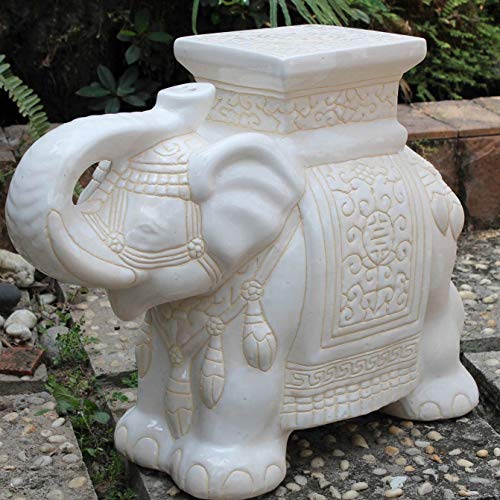 International Caravan Furniture Piece Large Porcelain Elephant Stool #TOP3