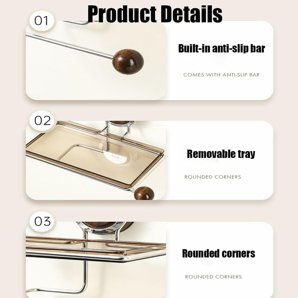 Soporte de papel higiénico de acero inoxidable de succión fuerte sin taladrar, se mantiene fuerte y estable, soporte para rollo de papel higiénico con estante para baño, estante de almacenamiento con
