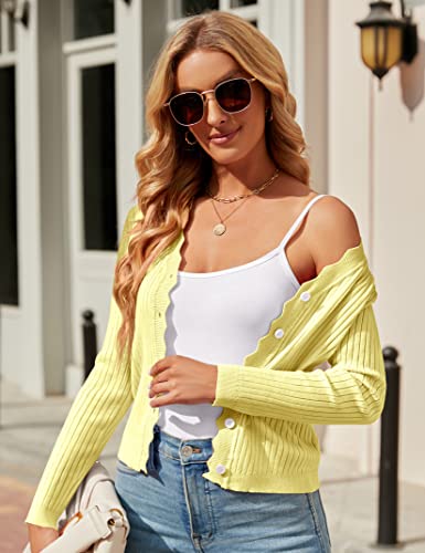 Image of Womens Cropped Cardigan Knit Shrugs for Dresses Tops V Neck Button Down Cardigans Sweaters