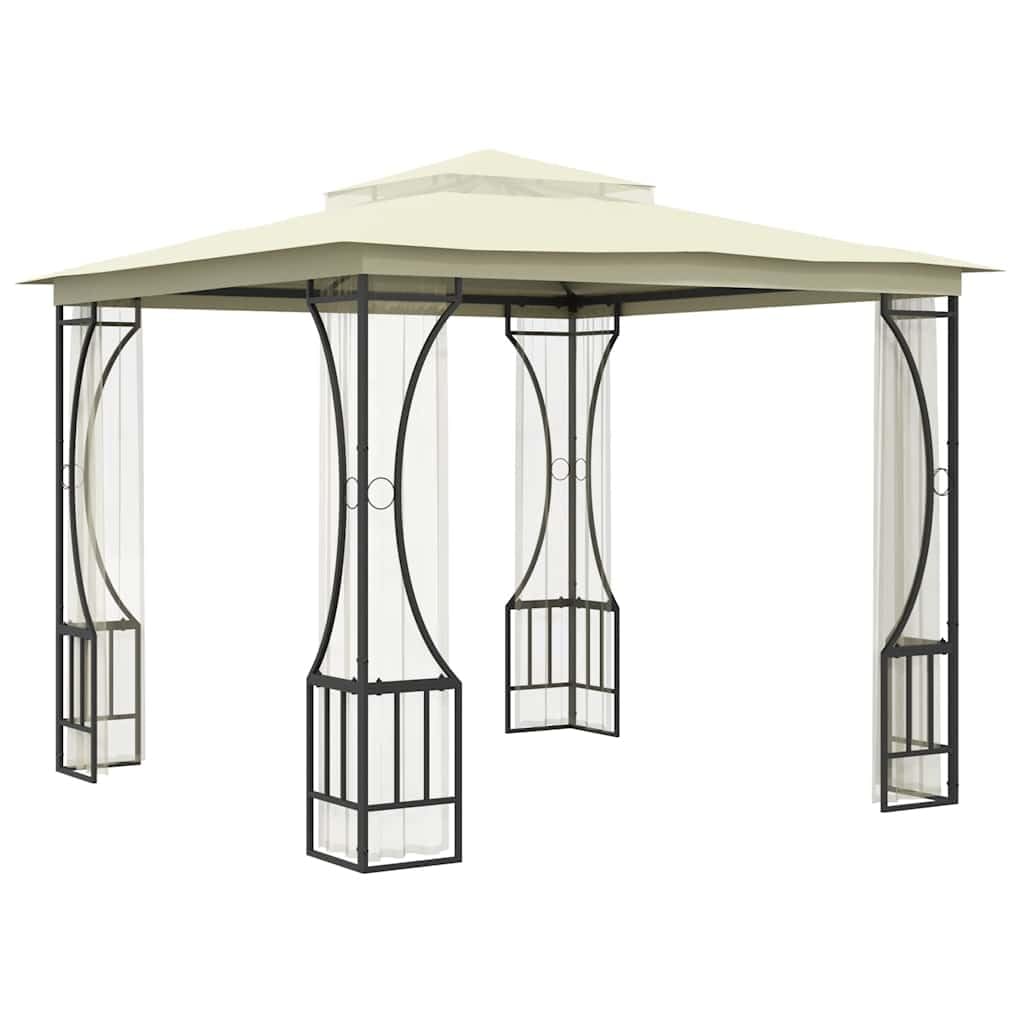 Gazebo con rete, 300 x 300 x 265 cm, color crema