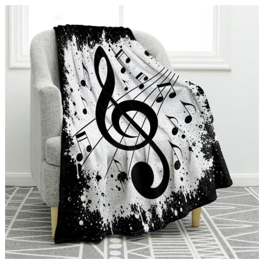Jekeno Music Note Blanket Double Sided Print Throw Blanket Soft Comfortable for Sofa Chair Bed Office 50"x60"