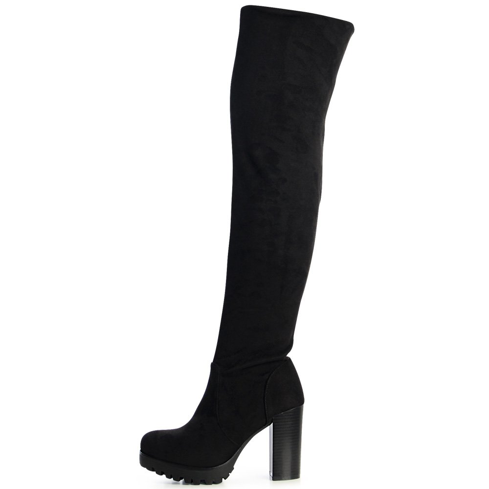 890 Damen Plateau Overknee Stiefel