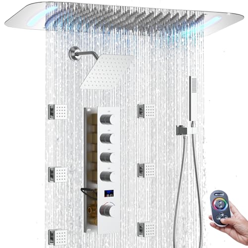 Digital Display Chrome Shower System with Multiple Jets