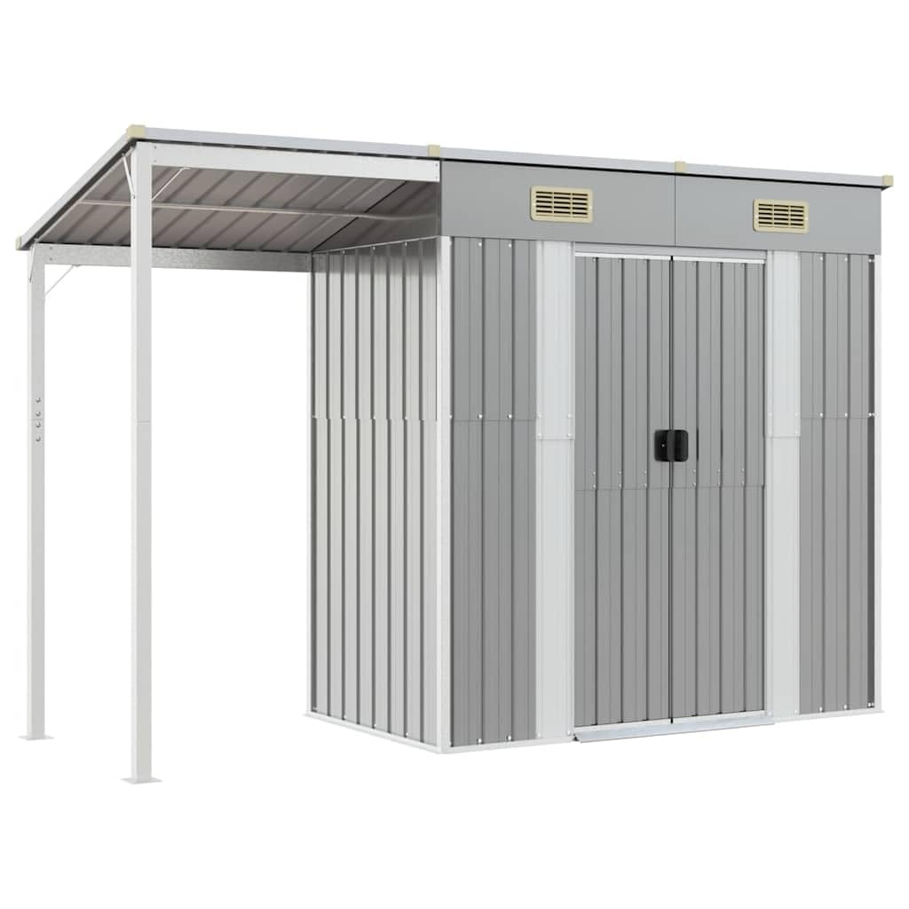 vidaXL Abri de Jardin avec Toit allongé Gris Clair 277 x 107 x 181 cm en Métal