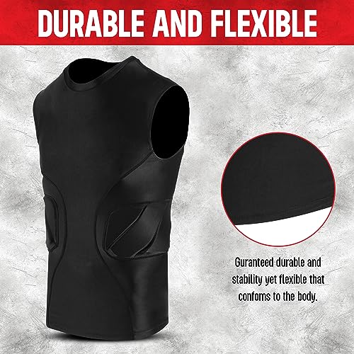 WEARCOG Camisa de compressão acolchoada juvenil para meninos | Equipamento protetor de coração, cami