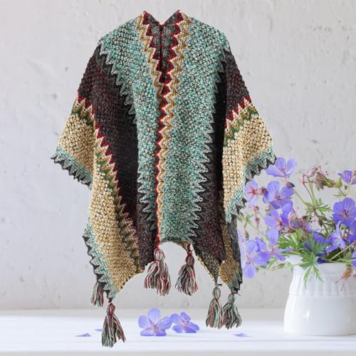 Écharpe poncho avec devant ouvert chaud et pull d'hiver drapé haut de gamme - 6