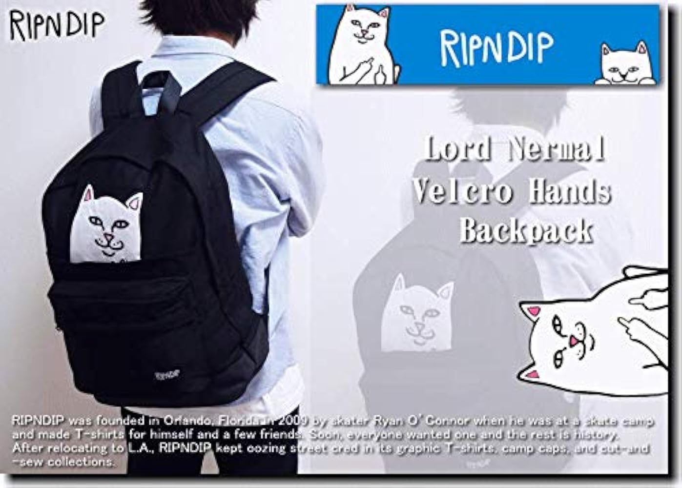 RIPNDIP Lord Nermal 猫 黒 リュック バックパック RIPNDIP - Lord Nermal Backpack | HBX - ハイプビースト