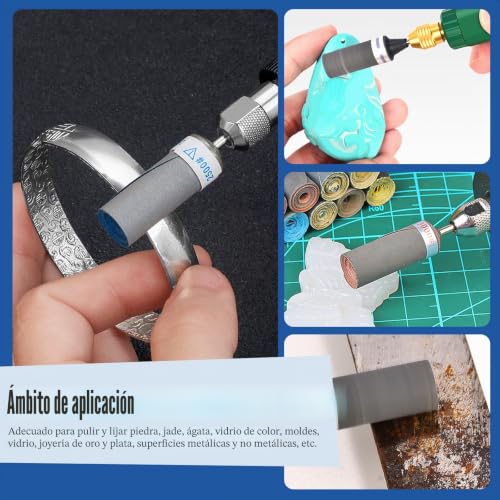 Miniatura 8 de Glarks 10 Piezas De Tambores De Lijadora De Bandas De Papel De Lija Barra De Lija Abrasivo Puntos Montados Cilindros Brocas De Pulido Para Herramienta Giratoria Grano