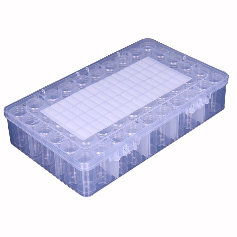 Vjsujehgy Art Storage Containers, 60 Slots Plastic Bead Organizer Box & Sheets Labels,for Craft,Seeds,Dots Art Storage