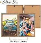 AEVETE 6x8 Picture Frames Double Hinged Wood Folding Photo Frames Vertical with Plexiglass Front, Wood Grain