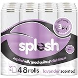 Splesh by Cusheen Toilet Roll 48 Rolls - Lavender Scent Bulk Family Pack | Soft 3 Ply Quilted Bathroom Tissue Loo Rolls | Eco-Friendly, Sustainable Toilet Paper