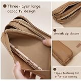 FOSDICK Piórnik Capibara wielowarstwowe etui Kawaii Capybara Pencil Case Duża pojemność Piórnik z zabawką z gąbką, śliczny uchwyt na guziki, piórnik szkolny prezent dla dzieci, dziewcząt, chłopców