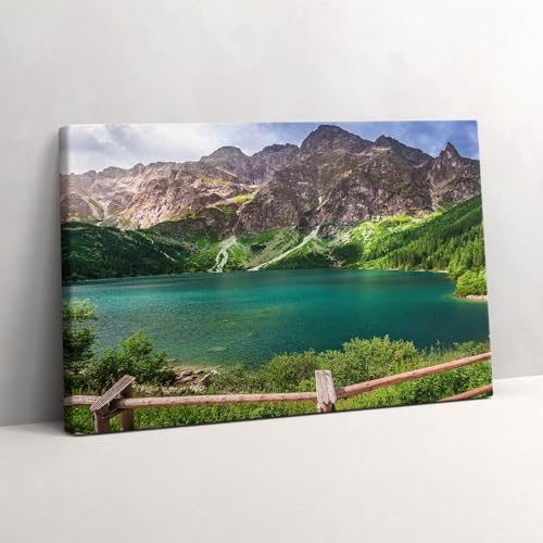Paysage lacustre dans les montagnes : image sur toile 30x20cm pour déco murale