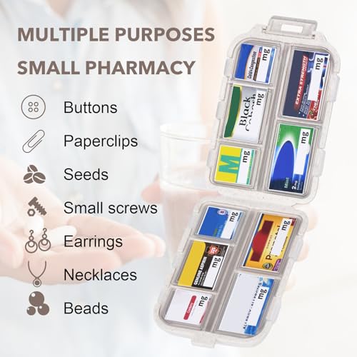 Image of Travel Pill Organizer with 189 Labels, Pill Case Travel Medicine Pill Organizer Pill Container Vacation Travel Essentials for Women (Beige, 1 Pack)