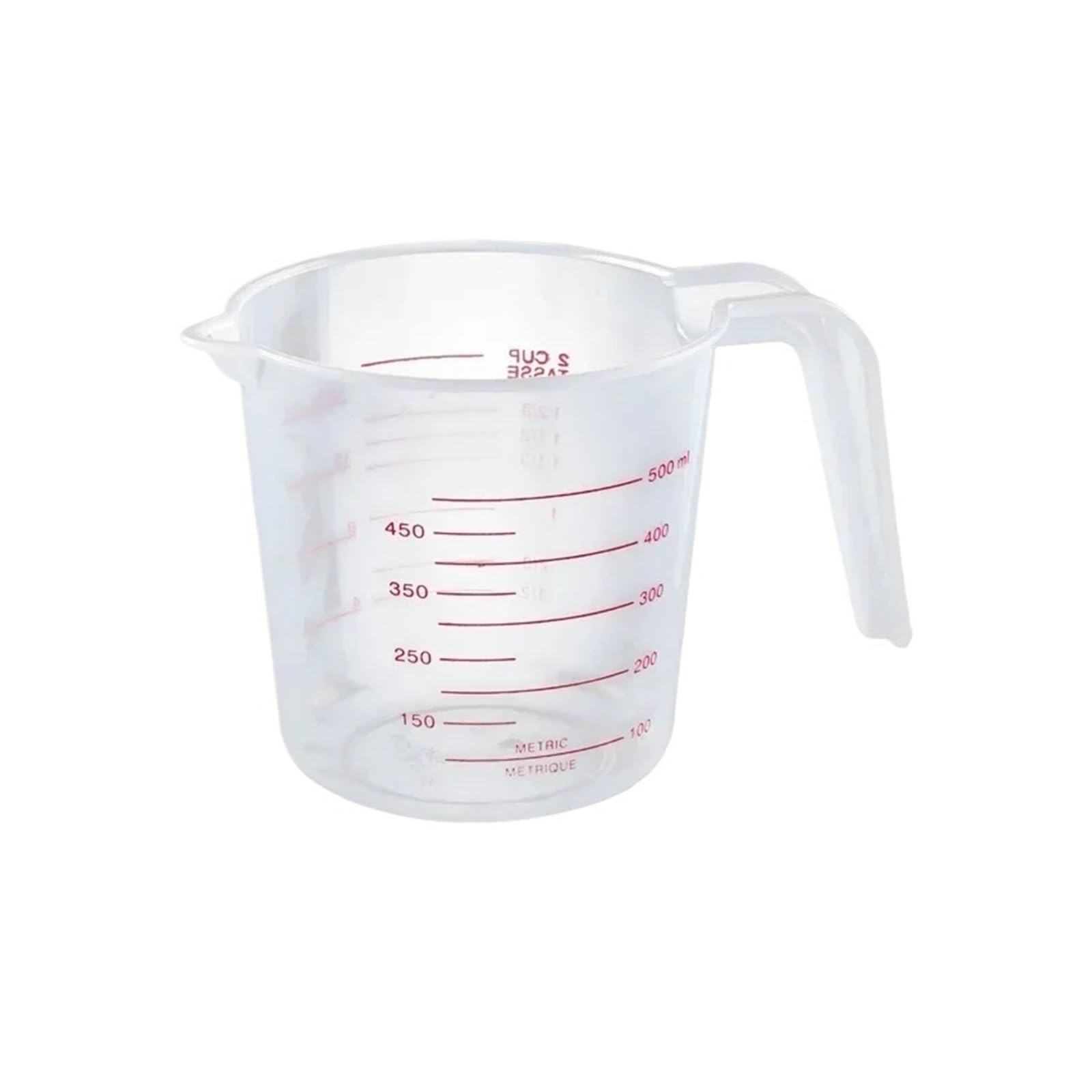 Plastikowe kubki miarowe wielokrotnego użytku o pojemności 250/500/1000 ml z pogrubionym uchwytem(500mlx1PCS)