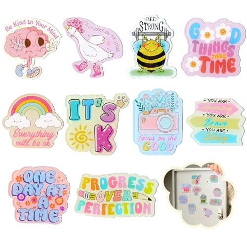 Weewooday 10 Pcs Inspirational Magnets for Refrigerator Fridge Cute Motivational Magnets Funny Locker Accessories Positive Quote Decorations Acrylic Gifts for Kitchen Cabinet Classroom Whiteboard