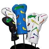 Montela Golf Schlägerhaube, bunte Birdie Tee 3 Holz Schlägerhaube Fahrer Schlägerhaube Fairway Holz Schlägerhaube Hybrid Schlägerhaube Leder Golf Schlägerhaube für Odyssey Scotty Cameron Taylormade