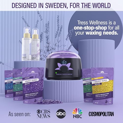 Tress Wellness Waxing Kit for Brazilian Wax - Easy to Use - For Sensitive Skin - Digital Display, Teal to Purple