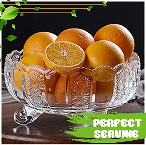 SG Traders Glass Fruit Bowl Crystal Clear Footed Glass Decorative Jars Sweet Bowls Mixing Bowl Glass Sweet Jars Dish Dome Fruit Bowl Sweet Jar Glass Container Glass Crystal Clear Fruit Bowl no lid