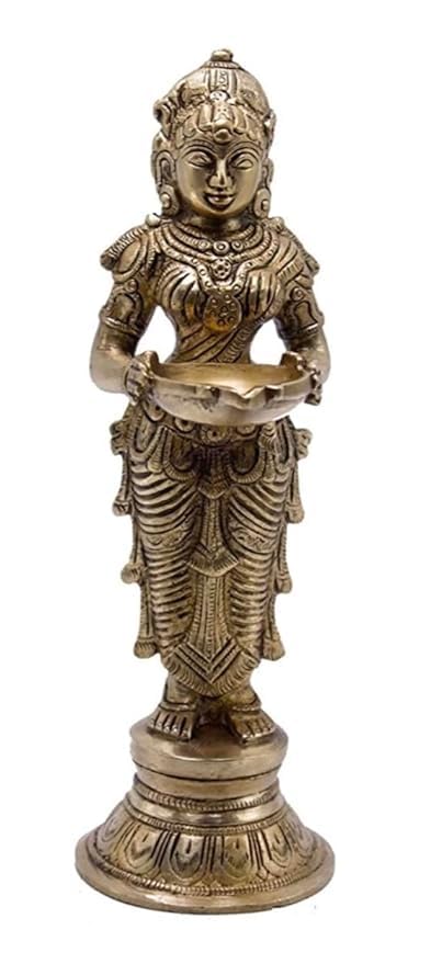 Statue de Deep Laxmi en laiton de 22,9 cm et 1,5 kg pour rituel hindou