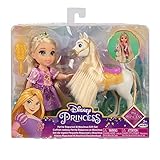 Disney Princess Rapunzel Doll and Maximus Petite Gift Set, 6” / 15cm Tall Rapunzel in Iconic Purple Dress, Hair Brush Included for Added Play, Ideal For Ages 3+