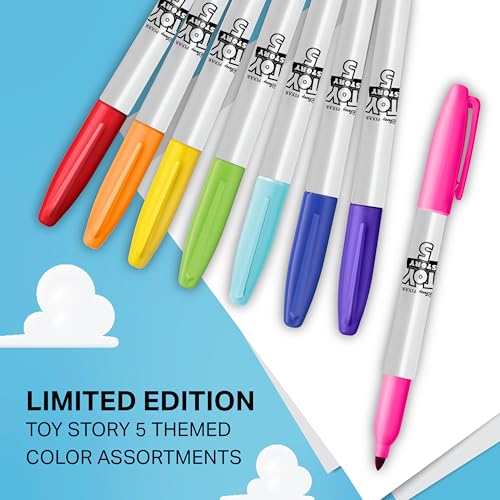 Image of Sharpie Permanent Markers, Toy Story 5 Packaging, Assorted, Fine Point, 24 Count