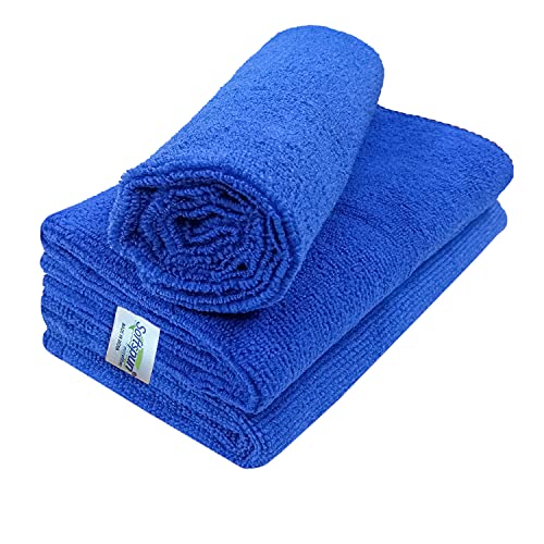 Image of SOFTSPUN Microfiber Cloth - 3 pcs - 40x40 cms - 340 GSM Blue - Thick Lint & Streak-Free Multipurpose Cloths - Automotive Microfibre Towels for Car Bike Cleaning Polishing Washing & Detailing