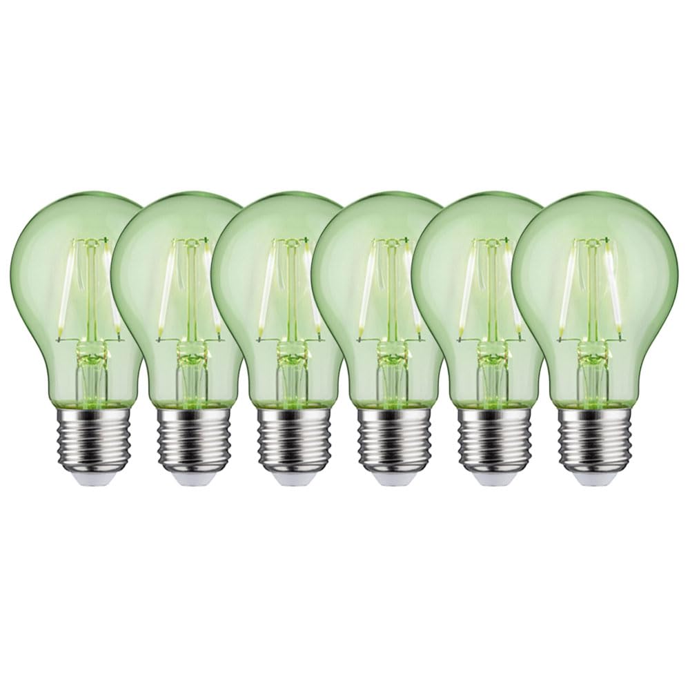 LED Filament Lampe A60 E27 | 1,1W = 15W | 170lm | Grün | Retro-Design | Deko-Leuchtmittel für Party, Garten & Ambiente | 6 Stück